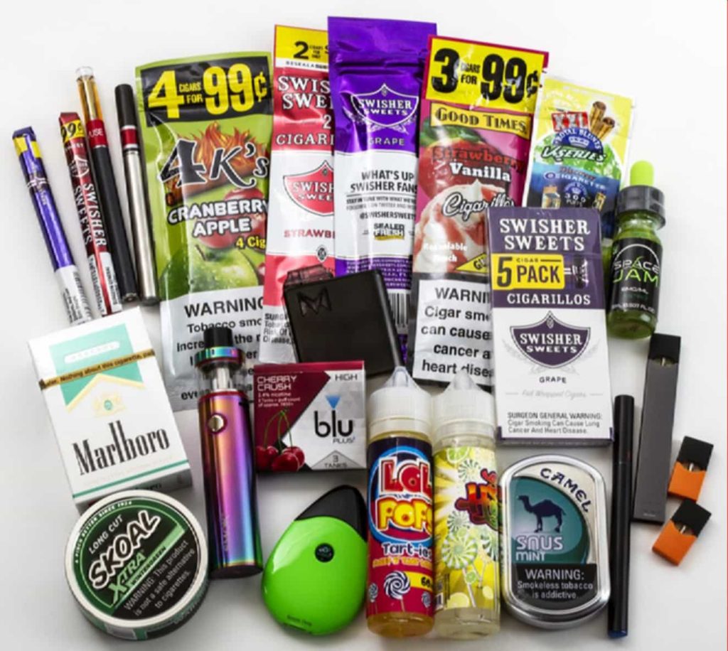 Assortment of various tobacco products